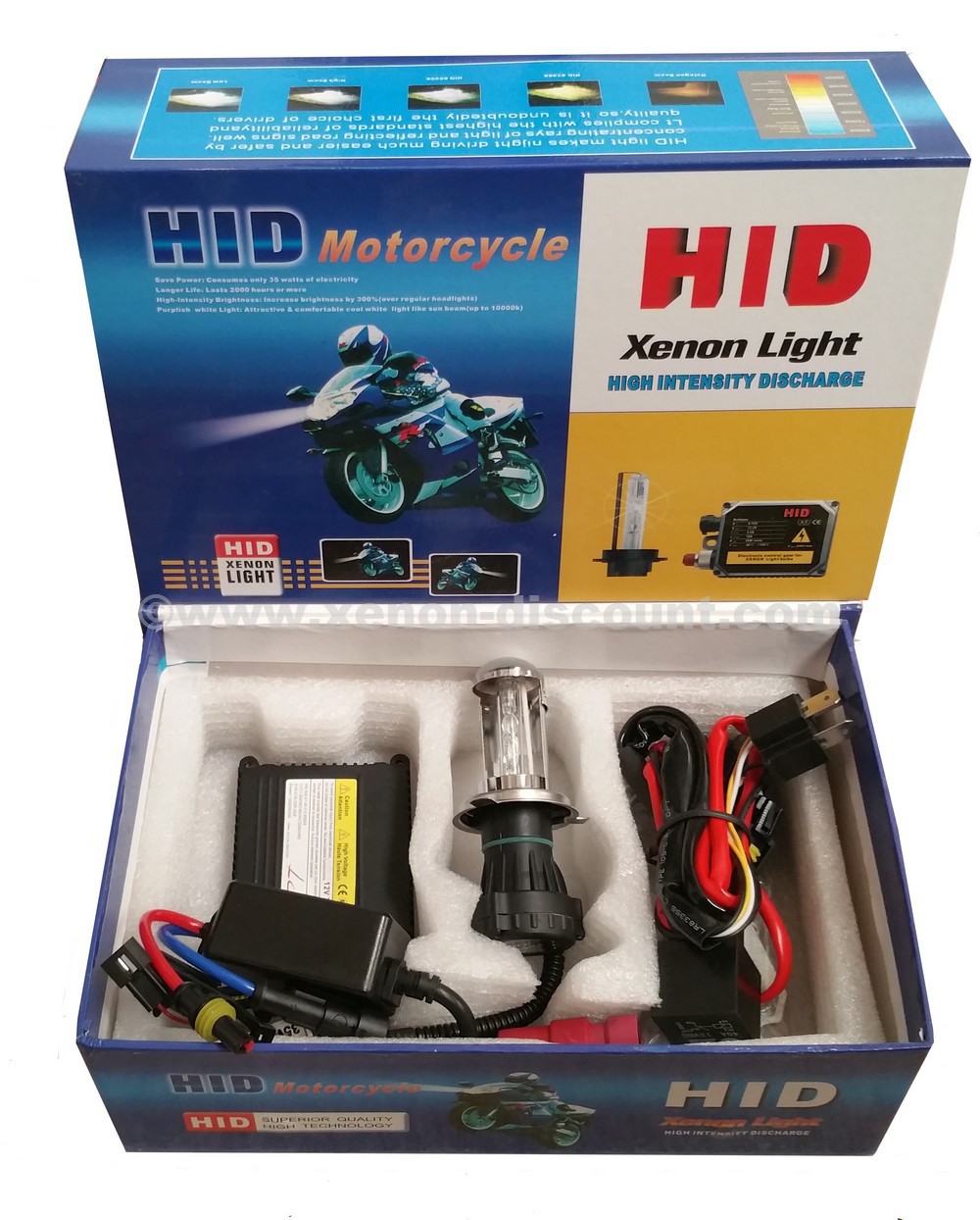 Kit Bi-xénon Moto H4 10000K 55W Avec Rallonge